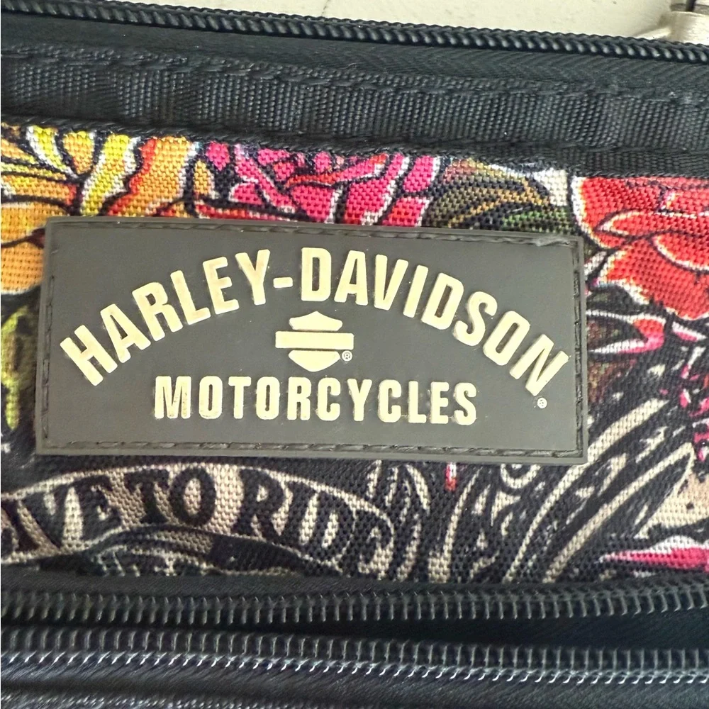 Harley-Davidson Floral Tattoo Print Multi-Color Multi Compartment Crossbody Bag